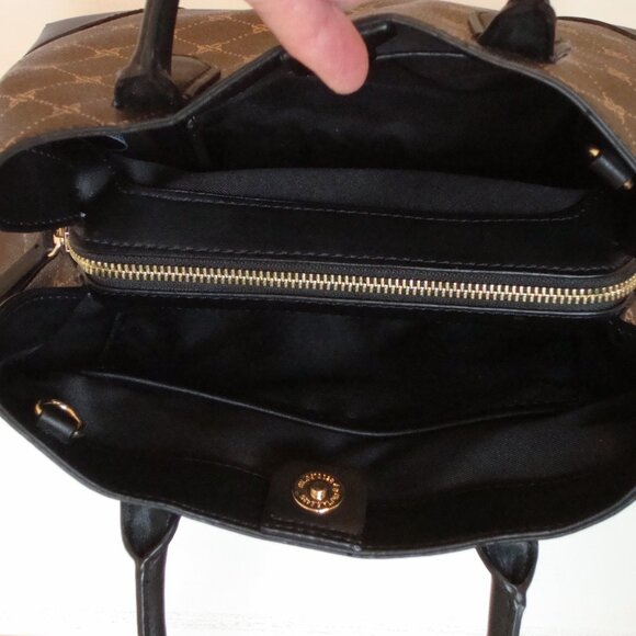 Nine West Brown Brooklyn Jet Set Satchel Brown Black Tote VERY GOOD CONDITION! - Picture 8 of 9